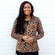 ladies monogrammed leopard print jacket