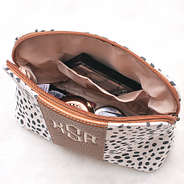 inside zippered cosmetic case with small pocket