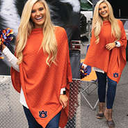 orange auburn poncho at tailgate party
