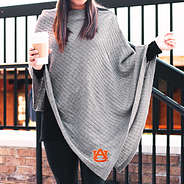 gray auburn poncho with coffee