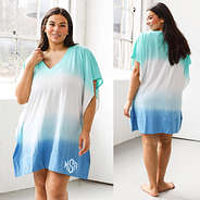 seafoam dip dye cover up split image with back shot