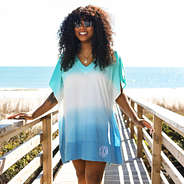 seafoam dip dye cover up on beach