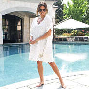 metallic gold dottie bathing suit monogrammed cover up at pool