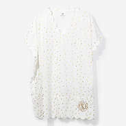 Monogrammed Bathing Suit Cover Up in Metallic Dottie