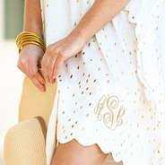 metallic dottie bathing suit cover up close up