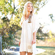 metallic dottie bathing suit cover up on ashley side view