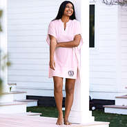 pink nantucket cover up at the sea