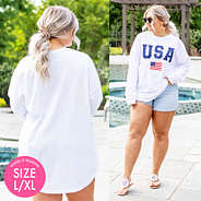 long sleeve USA tee front and back