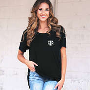 black texas a&m boyfriend t-shirt with jeans