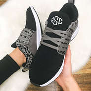monogrammed black leopard sneaker selfie