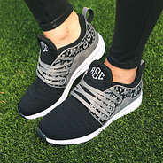 monogrammed onyx leopard sneakers in grass