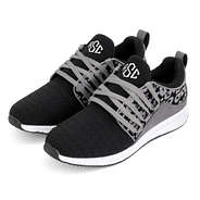 monogrammed black leopard athletic sneaker