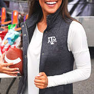 black texas a&m heathered quilted vest with football