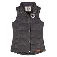texas a&m heathered quilted vest in charcoal