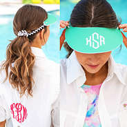 front and back of mint monogrammed sun visor