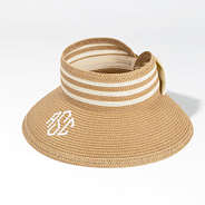 monogrammed tan straw visor