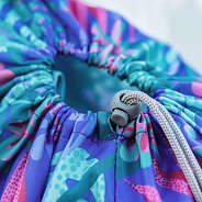 blue tropical palm beach backpack bag up close
