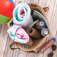 inside of monogrammed straw tote bag