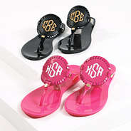 black and hot pink personalized flip flops