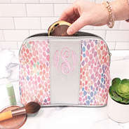 monogrammed watercolor cosmetic case with zip closure