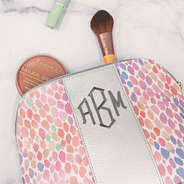 watercolor cosmetic case with black monogram