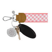 monogrammed gingham key fob in pink