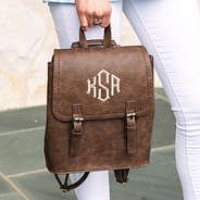 close up of brown backpack purse