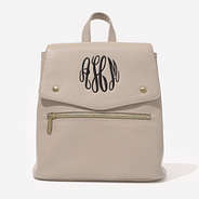 Monogrammed Backpack Purse in Taupe Grey