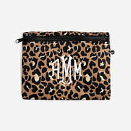 monogrammed waterproof beach bag pouch in cheetah