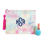 monogrammed tie dye clutch
