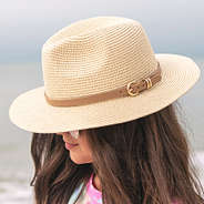 tan belted fedora
