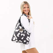 black oversized leopard print hobo bag