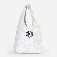 monogrammed hobo bag in grey leopard