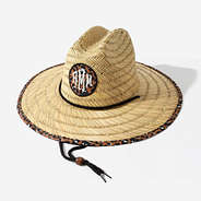 Monogrammed Straw Hat in Beach Leopard