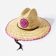 Monogrammed Straw Hat in Pink Cheetah Fiesta Leopard