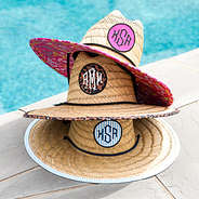 trio straw hats stacked