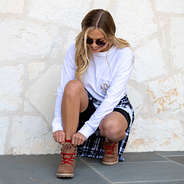 Athleisure outfit with hiking boots