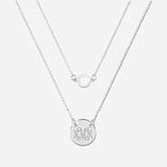 silver monogrammed layered pearl necklace