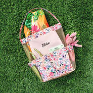 Personalized Caddy in Coral with Garden Supplies