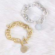 Monogrammed Pendant Bracelets in Gold and Silver