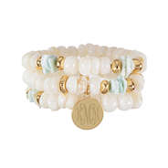 monogrammed stone bracelet stack