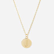 stamped initial necklace with letter J