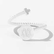 monogrammed adjustable cross ring - silver