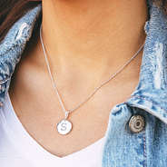 silver pave stone initial necklace
