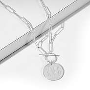 monogrammed pendant necklace in silver
