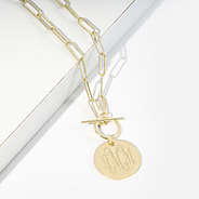 monogrammed pendant necklace in gold