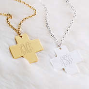 gold and silver monogrammed cross pendants