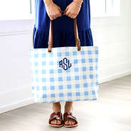 Monogrammed Gingham Tote Bag
