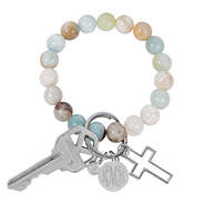 personalized Cross and Bead Keychain