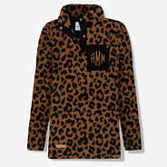 Monogrammed Leopard Sherpa Pullover in Hickory Leopard